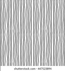 Hand drawn striped seamless pattern. Monochrome vertical ink rough lines texture.