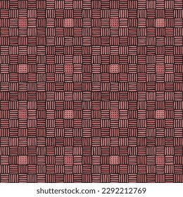 hand drawn striped squares. coral repetitive background. vector seamless pattern. geometric carpet. fabric swatch. wrapping paper. continuous design template for textile, home decor