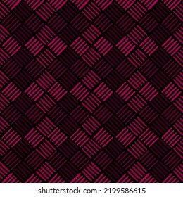 Hand Drawn Striped Squares. Geometric Illustration. Maroon Repetitive Background. Vector Seamless Pattern. Fabric Swatch. Wrapping Paper. Design Template For Textile, Linen, Home Decor, Apparel