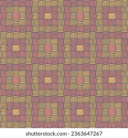 hand drawn striped squares. pink yellow repetitive background. vector seamless pattern. geometric carpet. fabric swatch. wrapping paper. continuous design template for textile, linen, home decor