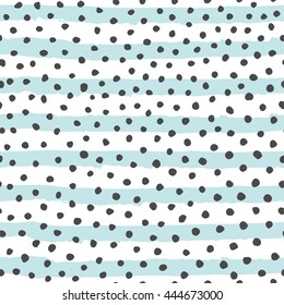 Hand drawn stripes and dots pattern design. Vector illustration.