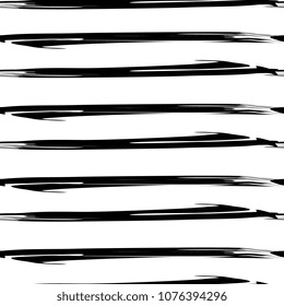 Hand drawn stripes line seamless pattern with creative grunge ink. Monochrome color trendy vector illustration.