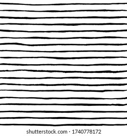 Hand drawn stripes seamless pattern. Grunge brush stroke line. Doodle freehand ink texture. Abstract trendy simple linear backdrop. Real ink lines vector decoration. 