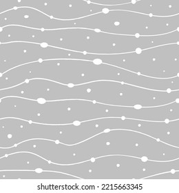 Hand drawn Stripes Seamless pattern with wavy garlands, Modern texture with beads, abstract design for wallpaper, wrapping paper, textile, fabric and more