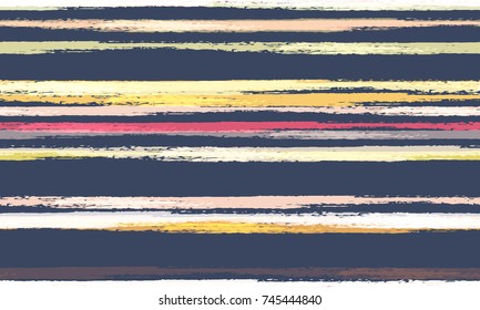 Hand Drawn Stripes in Watercolor Style. Seamless Fashion Print Design Pattern. Cover, Fabric, Ad Design Texture. Holiday Seamless Striped Background