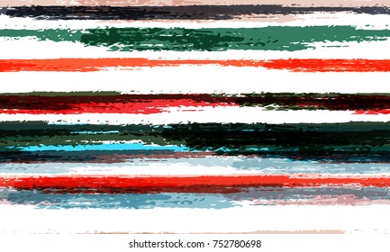 Hand Drawn Stripes in Watercolor Style. Seamless Fashion Print Design Pattern. Cover, Fabric, Ad Design Texture. Holiday Seamless Striped Background
