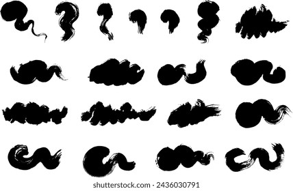 Hand drawn stroke set and swell with brush .