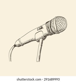 Hand drawn studio microphone