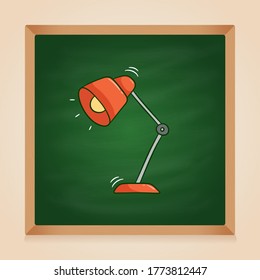 hand drawn study lamp vector on green chalkboard background