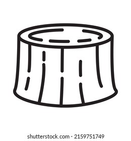 Hand drawn stump icon.Slice tree.Outline vector illustration.Isolated on white background.