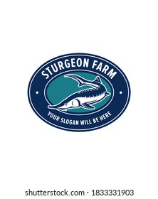 Hand drawn sturgeon fish logo