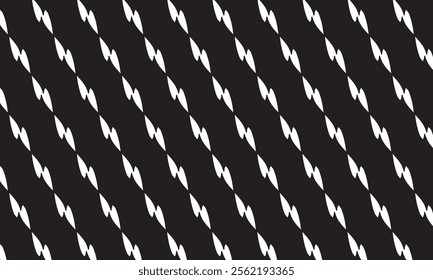 Hand drawn style abstract diagonal seamless pattern vector image in white on black background