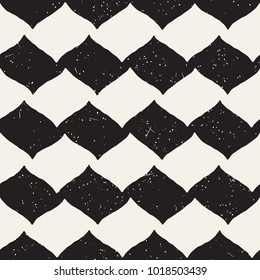 Hand drawn style abstract seamless pattern in black and white. Retro grunge freehand jagged lines texture.