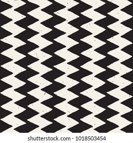 Hand drawn style abstract seamless pattern in black and white. Retro grunge freehand jagged lines texture.