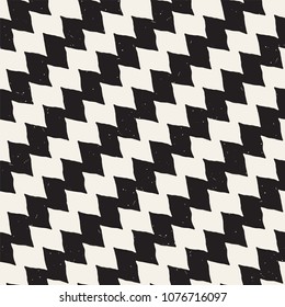 Hand drawn style abstract seamless pattern in black and white. Retro grunge freehand jagged lines texture.