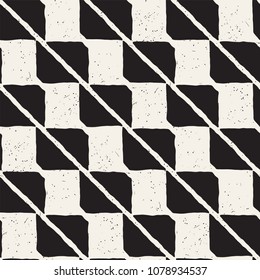 Hand drawn style abstract seamless pattern in black and white. Retro grunge freehand jagged lines texture.