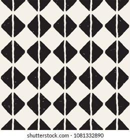 Hand drawn style abstract seamless pattern in black and white. Retro grunge freehand jagged lines texture.
