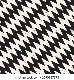 Hand drawn style abstract seamless pattern in black and white. Retro grunge freehand jagged lines texture.
