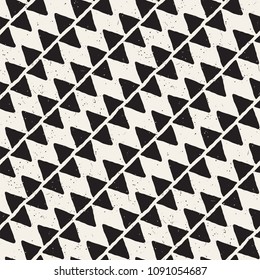 Hand drawn style abstract seamless pattern in black and white. Retro grunge freehand jagged lines texture.