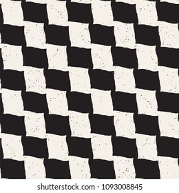 Hand drawn style abstract seamless pattern in black and white. Retro grunge freehand jagged lines texture.