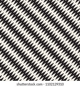 Hand drawn style abstract seamless pattern in black and white. Retro grunge freehand jagged lines texture.