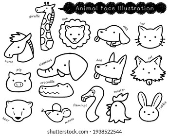 hand drawn style animal set