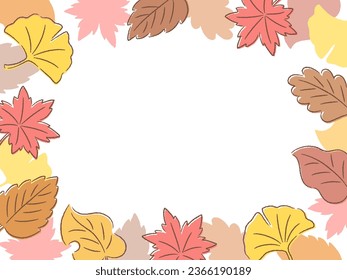 Hand drawn style autumn leaves frame illustration