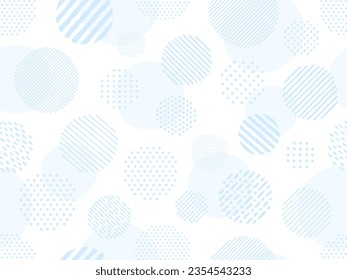 Hand drawn style background illustration of light blue circles with dot and stripe patterns