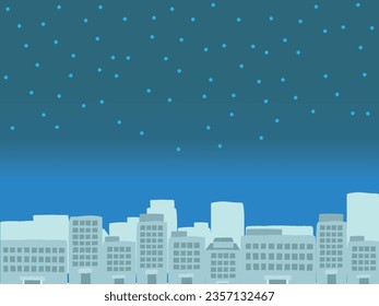  Hand drawn style background illustration of night sky and building streets