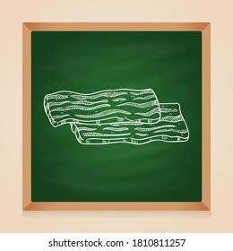 hand drawn style of bacon on chalkboard background