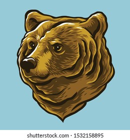 Hand drawn style bear head for your illustration/design
