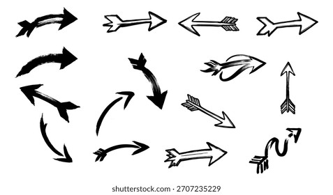 Hand Drawn Style Black Arrow Vector Collection