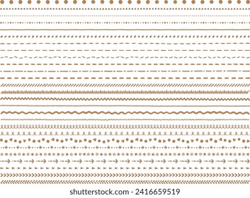 Hand drawn style brown line decoration set