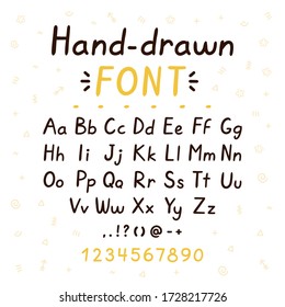 Hand drawn style brush font. ABC big and small letters set collection. Vector doodle style font illustration