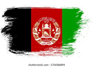Hand drawn style, brush painted flag Afghanistan. 