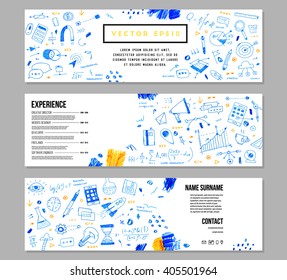 Hand Drawn Style Business Design. Pencil Sketch. Set of application development, web site coding, information and mobile technologies vector icons and elements.