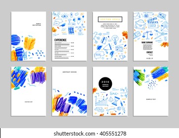 Hand Drawn Style Business Design. Pencil Sketch. Set of application development, web site coding, information and mobile technologies vector icons and elements.