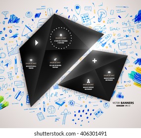 Hand Drawn Style Business Design. Pencil Sketch. Set of application development, web site coding, information and mobile technologies vector icons and elements. Modern collection. Steps and Options.