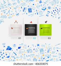 Hand Drawn Style Business Design. Pencil Sketch. Set of application development, web site coding, information and mobile technologies vector icons and elements. Modern collection. Steps and Options.