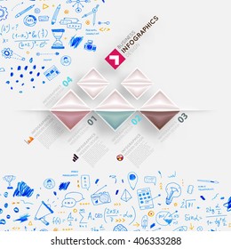 Hand Drawn Style Business Design. Pencil Sketch. Set of application development, web site coding, information and mobile technologies vector icons and elements. Modern collection. Steps and Options.