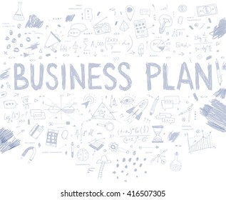 Hand Drawn Style Business Design. Pencil Sketch. Set of application development, web site coding, information and mobile technologies vector icons and elements. Modern collection.