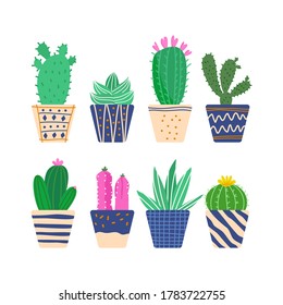 Hand drawn style cactus potted