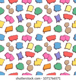 hand drawn style of chat bubbles seamless pattern on white background