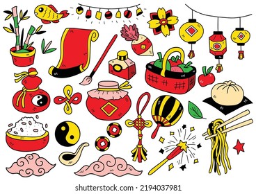 Hand drawn style China doodle objects vector illustration for banner, poster, flyer
