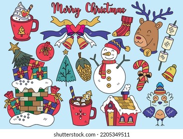 Hand drawn style christmas object doodle objects vector illustration for banner poster flyer
