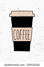 Hand drawn style coffee cup poster design.