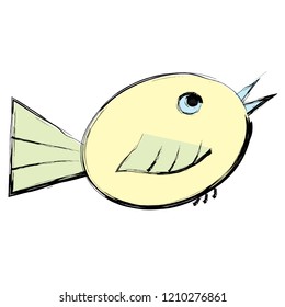 Hand drawn style of cute bird on white background