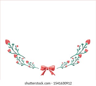 
Hand drawn style elegant flower and ribbon frame