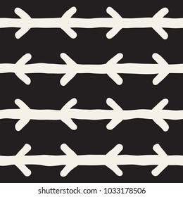 Hand drawn style ethnic seamless pattern. Abstract grungy geometric background in black and white.