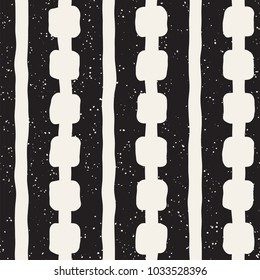 Hand drawn style ethnic seamless pattern. Abstract grungy geometric background in black and white.